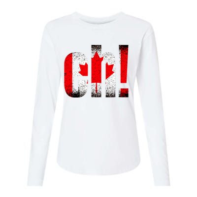 Eh Canada Gift Flag Canada Pride Vintage Maple Leaf Womens Cotton Relaxed Long Sleeve T-Shirt