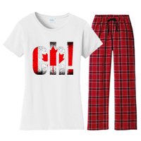 Eh Canada Gift Flag Canada Pride Vintage Maple Leaf Women's Flannel Pajama Set