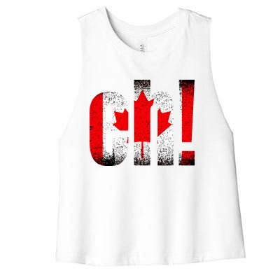 Eh Canada Gift Flag Canada Pride Vintage Maple Leaf Women's Racerback Cropped Tank