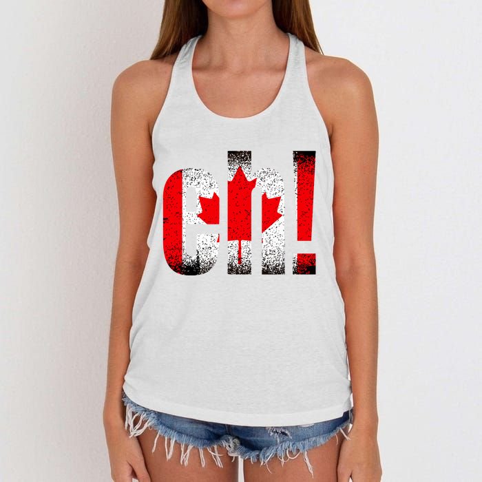 Eh Canada Gift Flag Canada Pride Vintage Maple Leaf Women's Knotted Racerback Tank