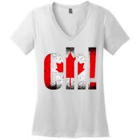 Eh Canada Gift Flag Canada Pride Vintage Maple Leaf Women's V-Neck T-Shirt