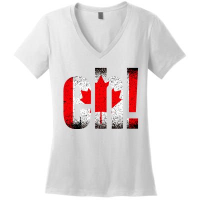 Eh Canada Gift Flag Canada Pride Vintage Maple Leaf Women's V-Neck T-Shirt