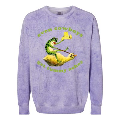 Even Cowboys Get Tummy Aches Frog Wearing Cowboy Hat Colorblast Crewneck Sweatshirt