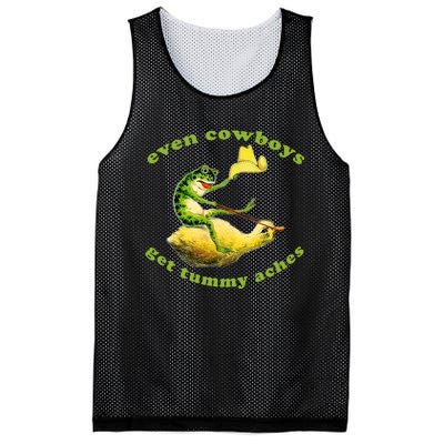 Even Cowboys Get Tummy Aches Frog Wearing Cowboy Hat Mesh Reversible Basketball Jersey Tank