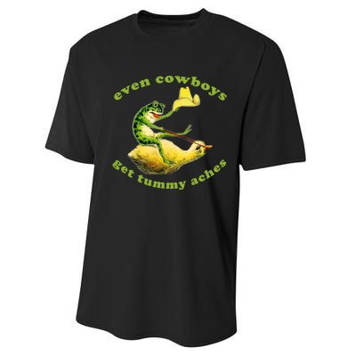 Even Cowboys Get Tummy Aches Frog Wearing Cowboy Hat Performance Sprint T-Shirt