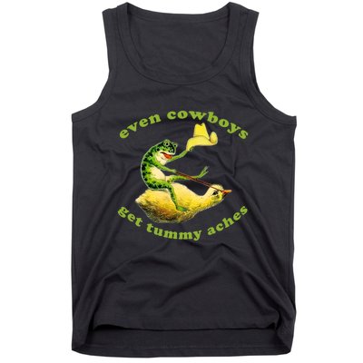 Even Cowboys Get Tummy Aches Frog Wearing Cowboy Hat Tank Top