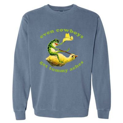 Even Cowboys Get Tummy Aches Frog Wearing Cowboy Hat Garment-Dyed Sweatshirt