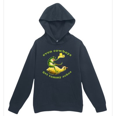 Even Cowboys Get Tummy Aches Frog Wearing Cowboy Hat Urban Pullover Hoodie