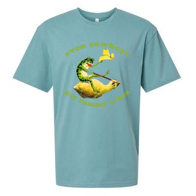 Even Cowboys Get Tummy Aches Frog Wearing Cowboy Hat Sueded Cloud Jersey T-Shirt