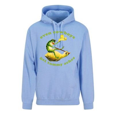 Even Cowboys Get Tummy Aches Frog Wearing Cowboy Hat Unisex Surf Hoodie