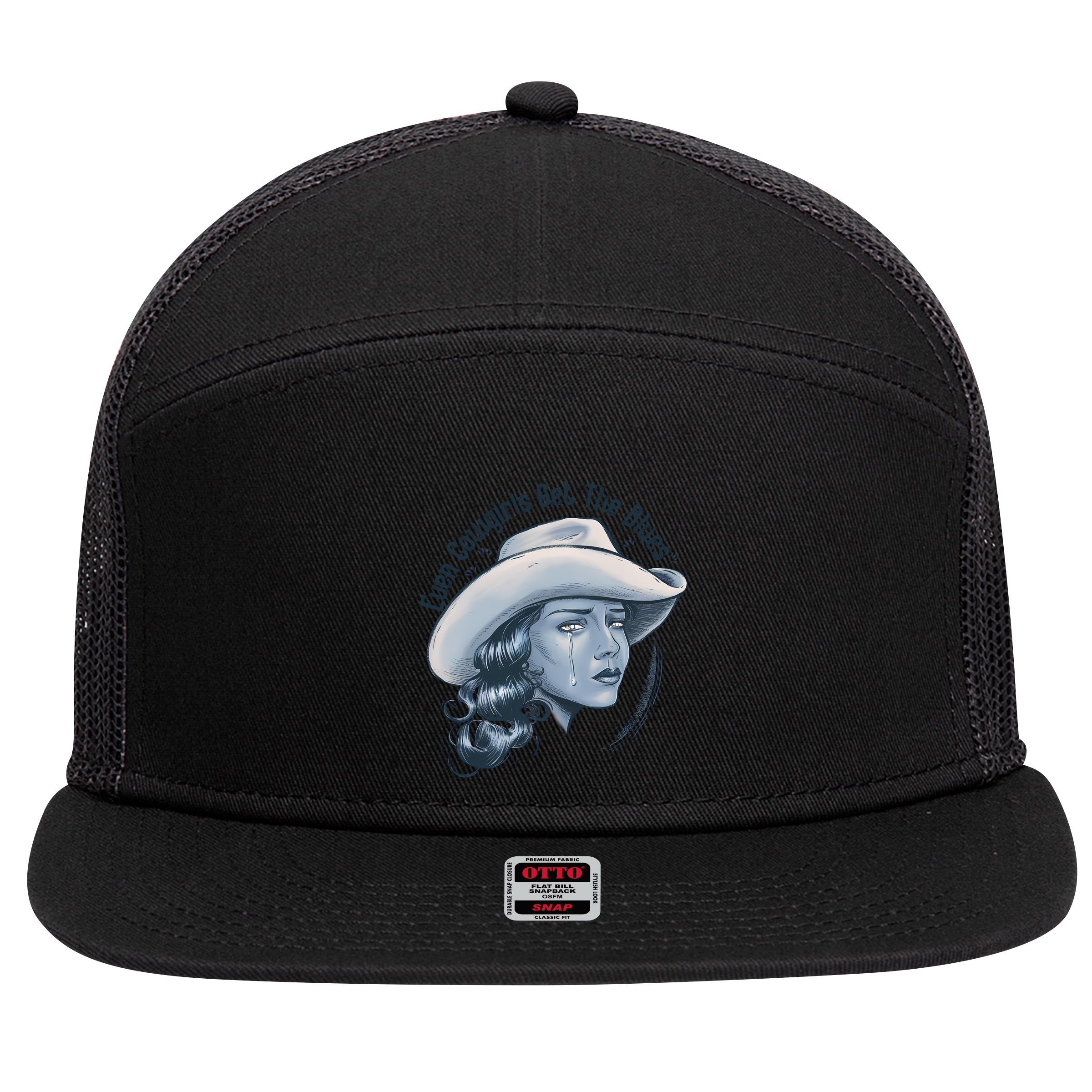 Even Cowgirls Get The Blues 7 Panel Mesh Trucker Snapback Hat