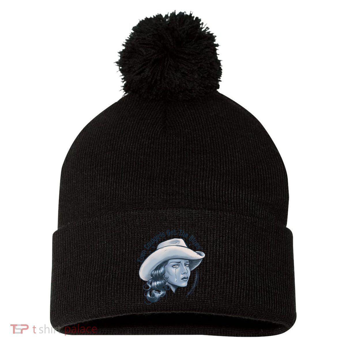 Even Cowgirls Get The Blues Pom Pom 12in Knit Beanie