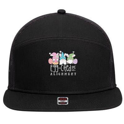 Easter Cute Gnomes Chiropractor Egg-cited For Alignment 7 Panel Mesh Trucker Snapback Hat