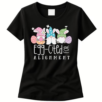 Easter Cute Gnomes Chiropractor Egg-cited For Alignment Womens T-Shirt