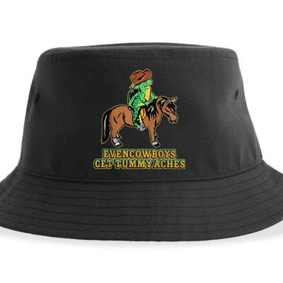 Even Cowboys Get Tummy Aches Funny Frog With Horse Sustainable Bucket Hat