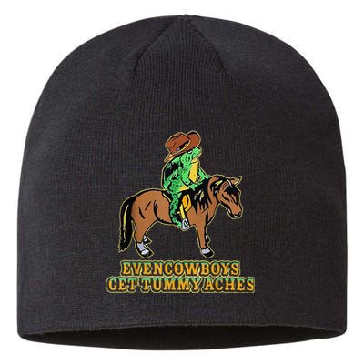 Even Cowboys Get Tummy Aches Funny Frog With Horse Sustainable Beanie