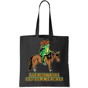 Even Cowboys Get Tummy Aches Funny Frog With Horse Tote Bag