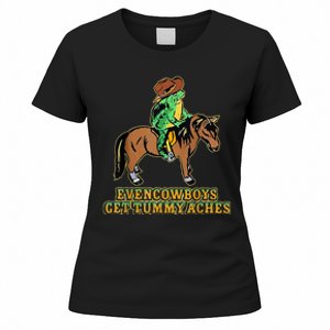 Even Cowboys Get Tummy Aches Funny Frog With Horse Women's T-Shirt