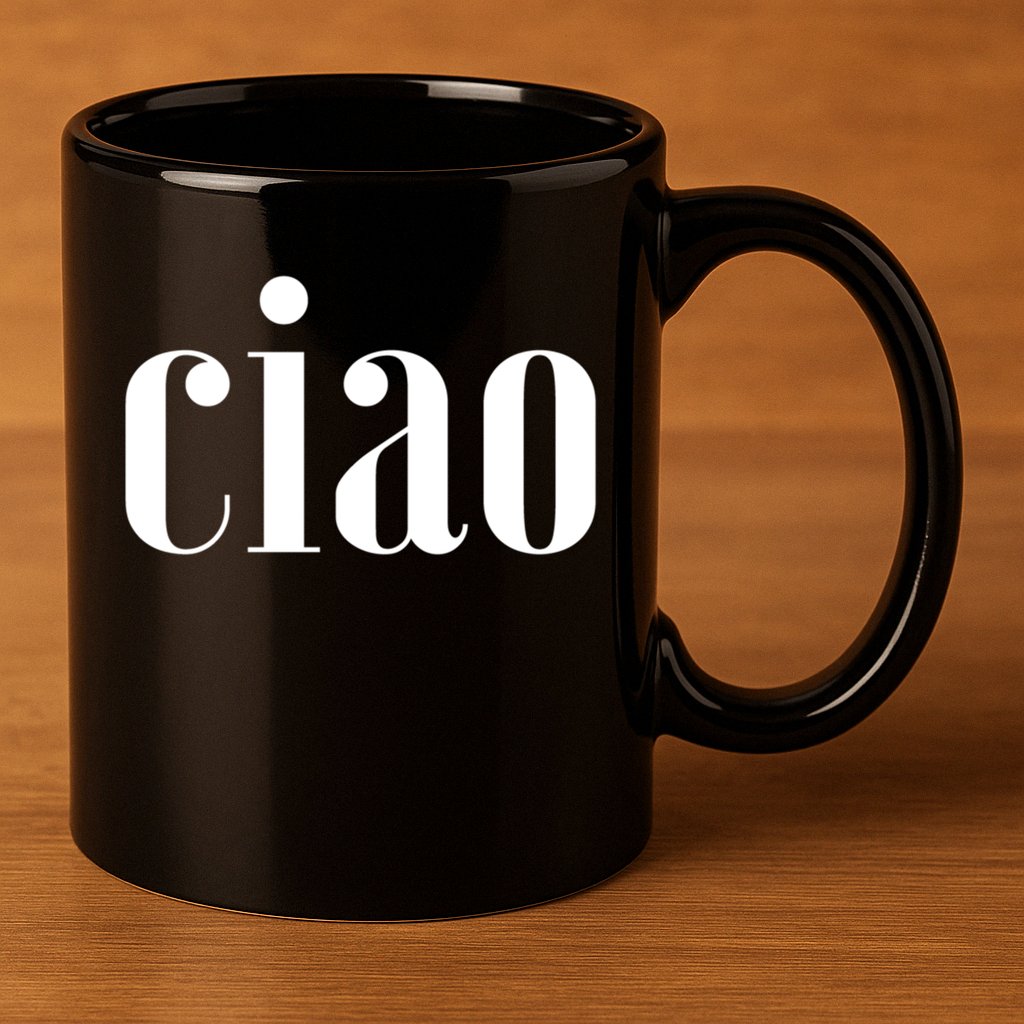 Elegant Ciao Gift 11oz C Handle Ceramic Mug