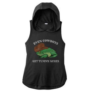 Even Cowboys Get Tummy Aches Frog Wearing Cowboy Hat Ladies PosiCharge Tri-Blend Wicking Draft Hoodie Tank