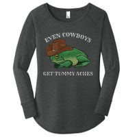 Even Cowboys Get Tummy Aches Frog Wearing Cowboy Hat Women's Perfect Tri Tunic Long Sleeve Shirt