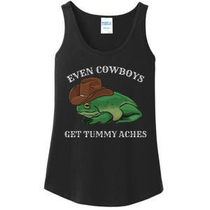 Even Cowboys Get Tummy Aches Frog Wearing Cowboy Hat Ladies Essential Tank