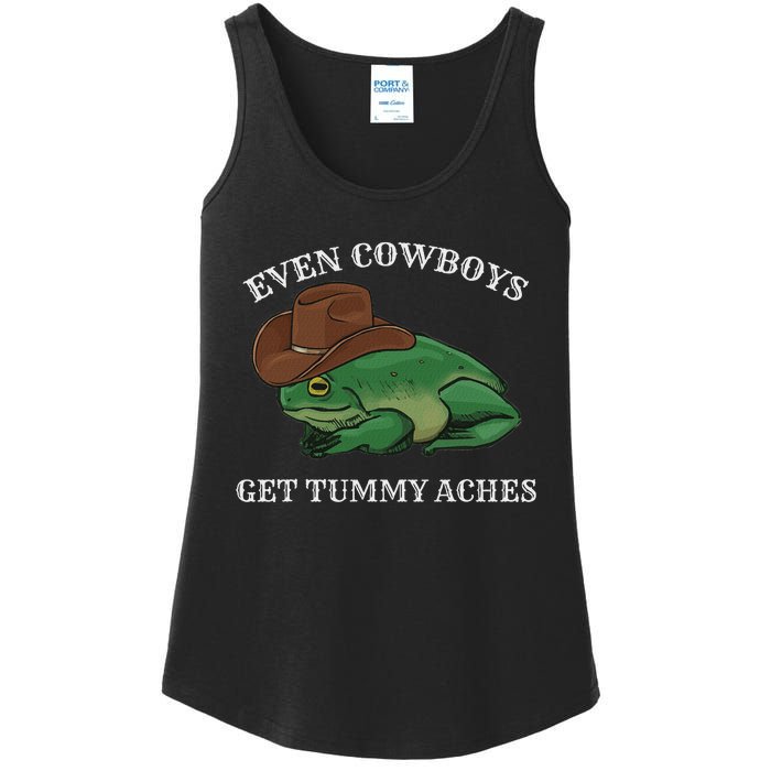 Even Cowboys Get Tummy Aches Frog Wearing Cowboy Hat Ladies Essential Tank