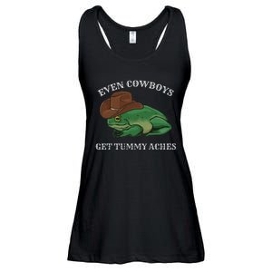 Even Cowboys Get Tummy Aches Frog Wearing Cowboy Hat Ladies Essential Flowy Tank