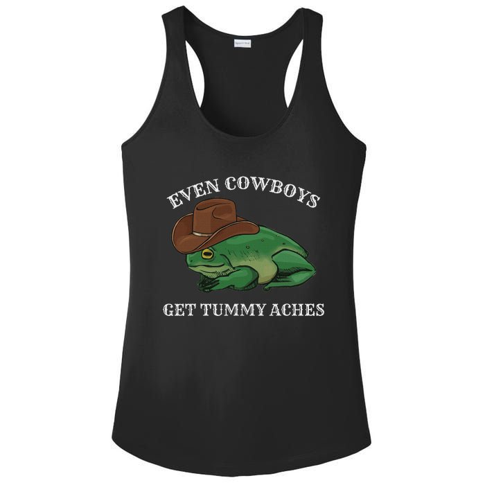 Even Cowboys Get Tummy Aches Frog Wearing Cowboy Hat Ladies PosiCharge Competitor Racerback Tank