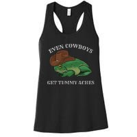 Even Cowboys Get Tummy Aches Frog Wearing Cowboy Hat Women's Racerback Tank