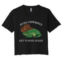 Even Cowboys Get Tummy Aches Frog Wearing Cowboy Hat Women's Crop Top Tee