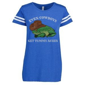 Even Cowboys Get Tummy Aches Frog Wearing Cowboy Hat Enza Ladies Jersey Football T-Shirt