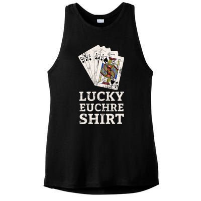 Euchre Card Game Player Lucky Euchre Tournament Vintage Ladies PosiCharge Tri-Blend Wicking Tank