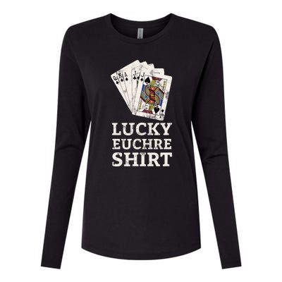 Euchre Card Game Player Lucky Euchre Tournament Vintage Womens Cotton Relaxed Long Sleeve T-Shirt