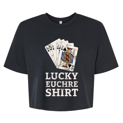 Euchre Card Game Player Lucky Euchre Tournament Vintage Bella+Canvas Jersey Crop Tee