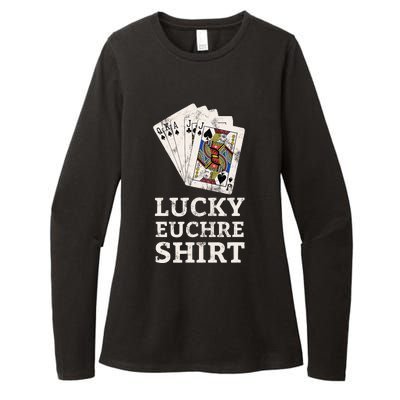 Euchre Card Game Player Lucky Euchre Tournament Vintage Womens CVC Long Sleeve Shirt