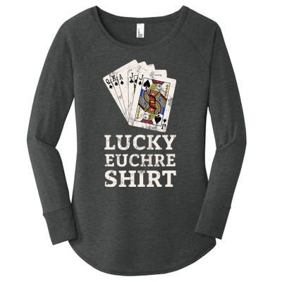 Euchre Card Game Player Lucky Euchre Tournament Vintage Women's Perfect Tri Tunic Long Sleeve Shirt