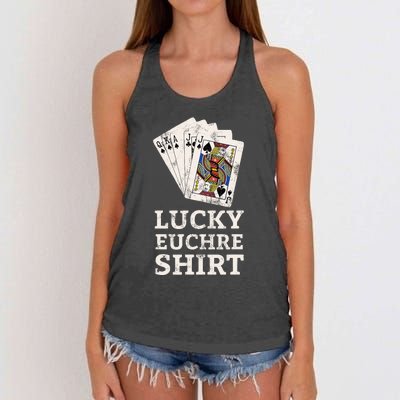 Euchre Card Game Player Lucky Euchre Tournament Vintage Women's Knotted Racerback Tank