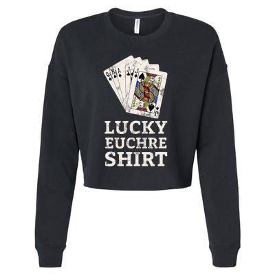 Euchre Card Game Player Lucky Euchre Tournament Vintage Cropped Pullover Crew