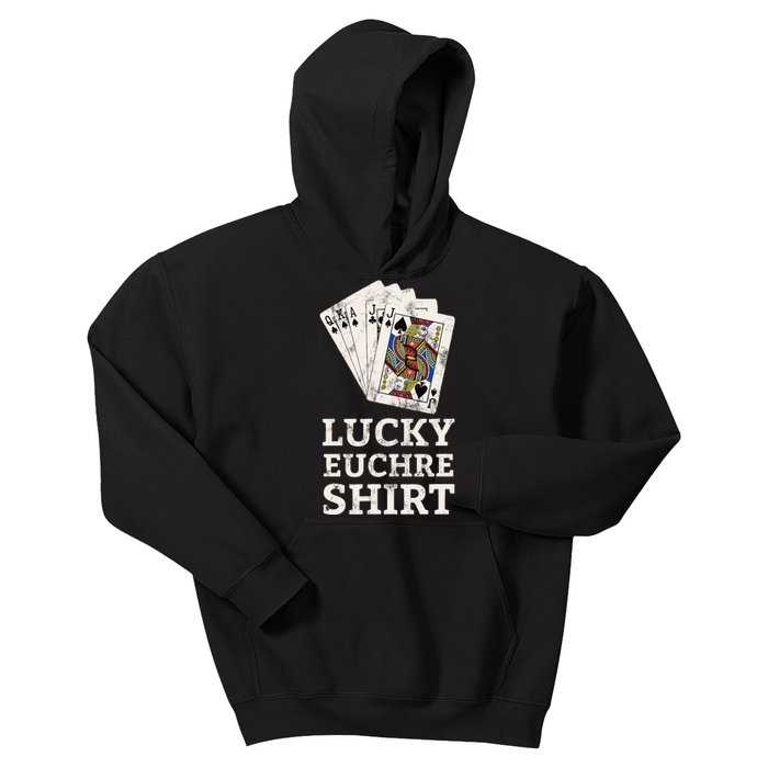 Euchre Card Game Player Lucky Euchre Tournament Vintage Kids Hoodie