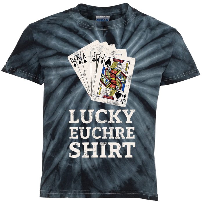 Euchre Card Game Player Lucky Euchre Tournament Vintage Kids Tie-Dye T-Shirt