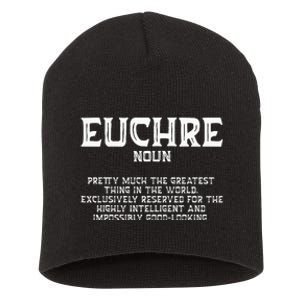 Euchre Card Game Player Euchre Gamers Funny Partner Short Acrylic Beanie