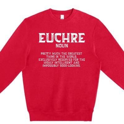 Euchre Card Game Player Euchre Gamers Funny Partner Premium Crewneck Sweatshirt