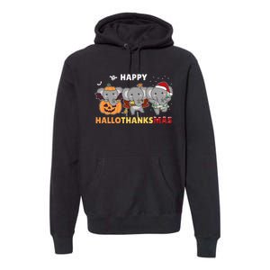 Elephant Christmas Halloween Costume Happy Hallothanksmas Premium Hoodie