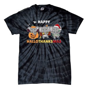 Elephant Christmas Halloween Costume Happy Hallothanksmas Tie-Dye T-Shirt