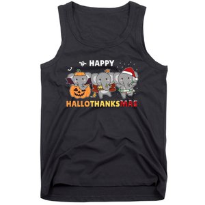 Elephant Christmas Halloween Costume Happy Hallothanksmas Tank Top