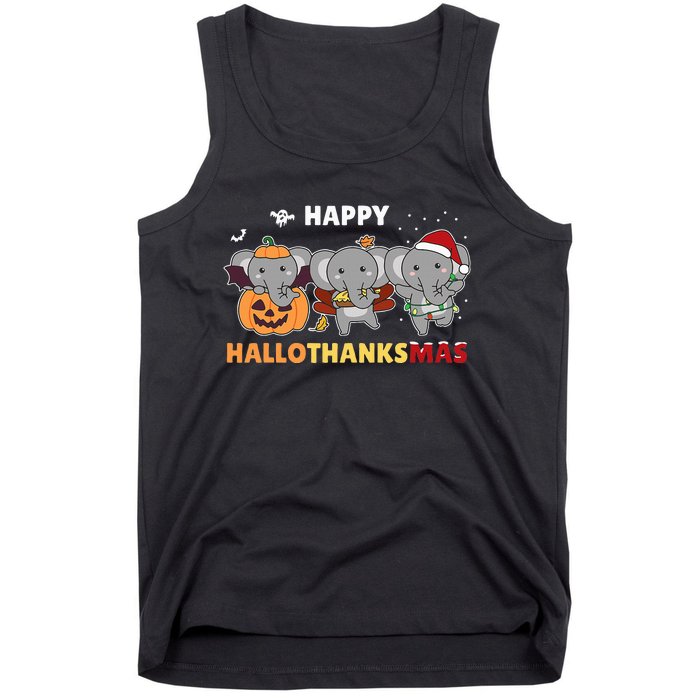 Elephant Christmas Halloween Costume Happy Hallothanksmas Tank Top