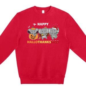 Elephant Christmas Halloween Costume Happy Hallothanksmas Premium Crewneck Sweatshirt