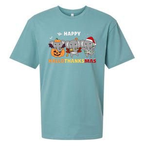 Elephant Christmas Halloween Costume Happy Hallothanksmas Sueded Cloud Jersey T-Shirt