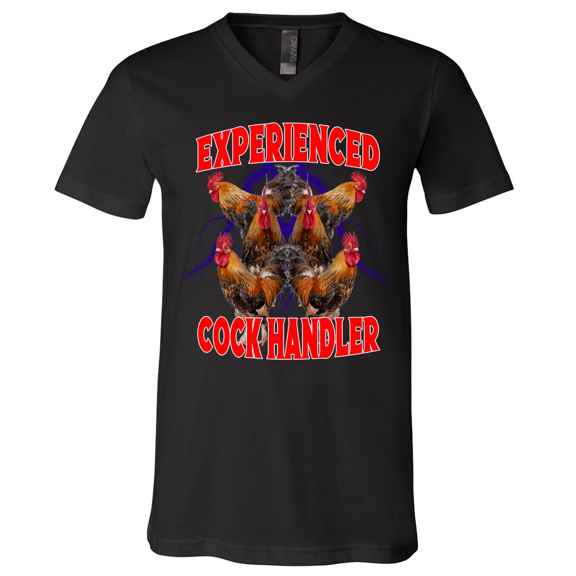 Experienced Cock Handler Fighter Funny V-Neck T-Shirt